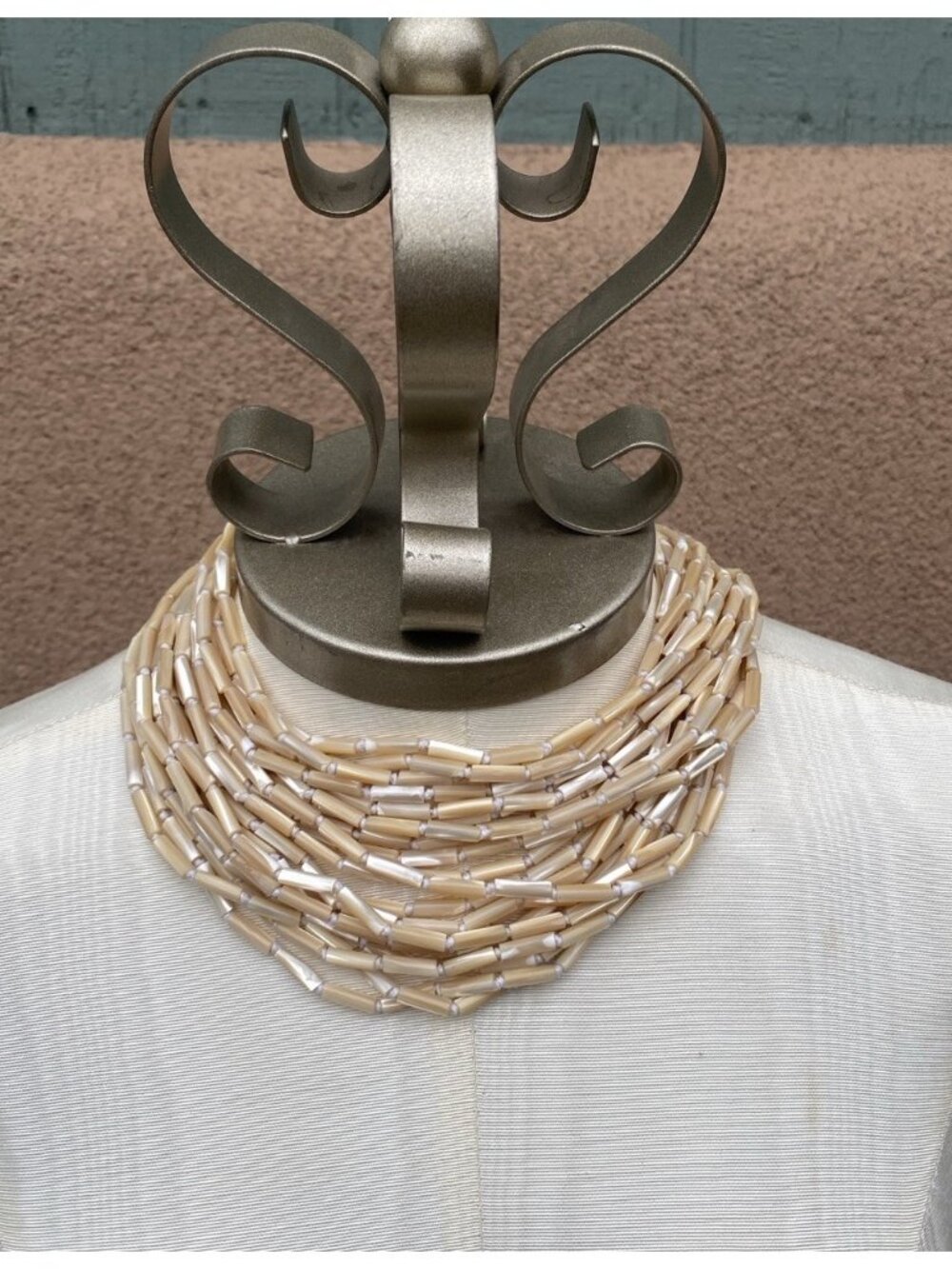 Viktoria Hayman Vintage MOP Tube Multi Strand Necklace